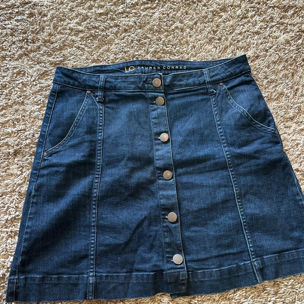 LC Lauren Conrad Women's Denim Skirt - Dark Blue